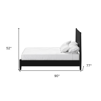 Lit king size californien en bois massif et manufacturé noir