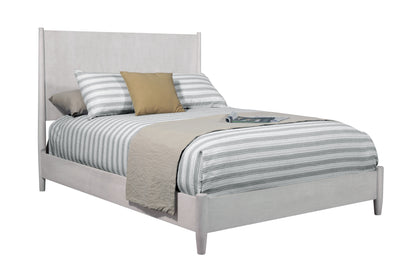 Lit king size californien en bois massif et manufacturé gris