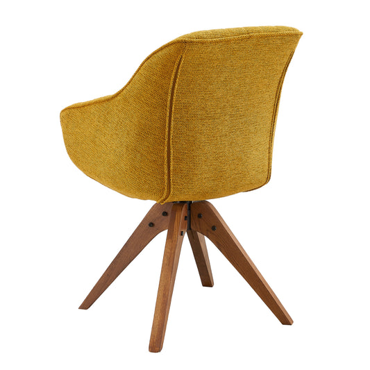 Fauteuil pivotant en tissu et bois jaune et naturel de 23 po