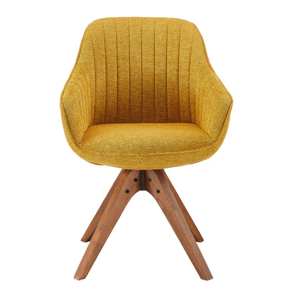 Fauteuil pivotant en tissu et bois jaune et naturel de 23 po