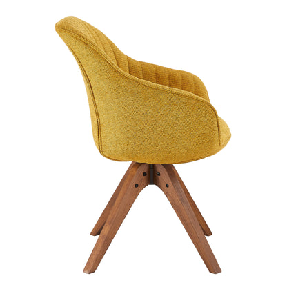 Fauteuil pivotant en tissu et bois jaune et naturel de 23 po