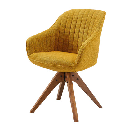 Fauteuil pivotant en tissu et bois jaune et naturel de 23 po