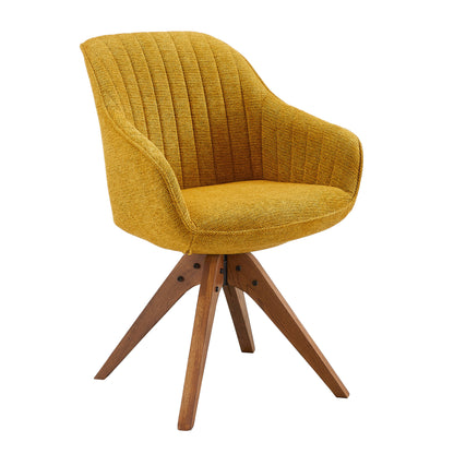 Fauteuil pivotant en tissu et bois jaune et naturel de 23 po