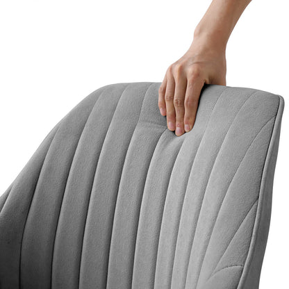 Fauteuil pivotant en velours gris et doré de 23 po