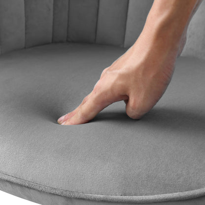 Fauteuil pivotant en velours gris et doré de 23 po