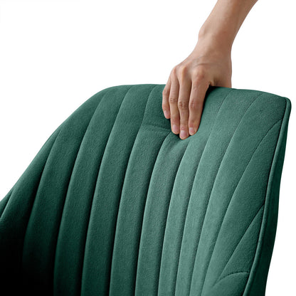 Fauteuil pivotant en velours vert et doré de 23 po