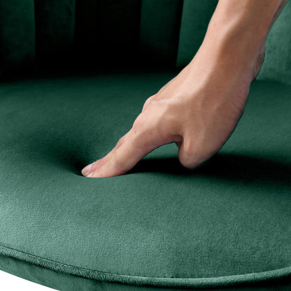 Fauteuil pivotant en velours vert et doré de 23 po