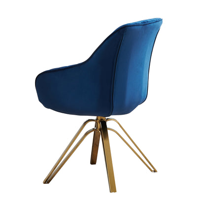 Fauteuil pivotant en velours bleu et doré de 23 po