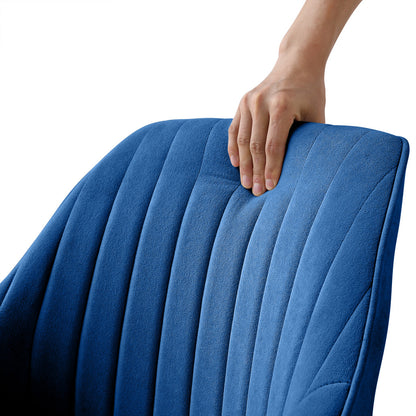 Fauteuil pivotant en velours bleu et doré de 23 po