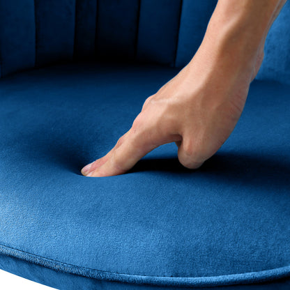 Fauteuil pivotant en velours bleu et doré de 23 po