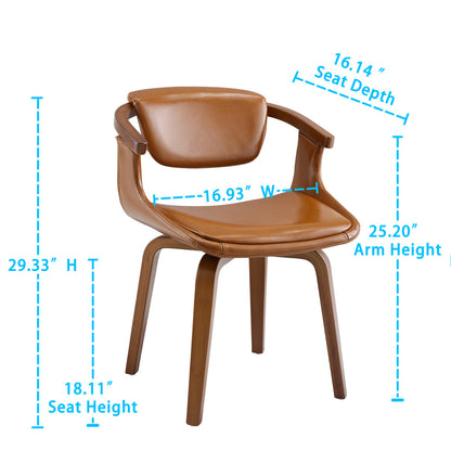 Chaise de salle à manger rembourrée en similicuir marron et naturel