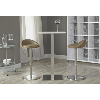 Table de bar carrée en acier métallisé blanc et argent de 24 po