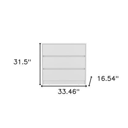 Commode blanche à trois tiroirs de 33 po