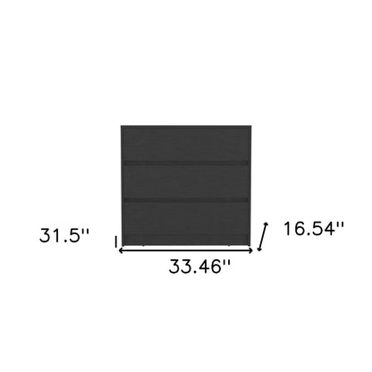 Commode noire à trois tiroirs de 33 po