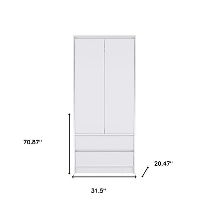 Commode blanche à deux tiroirs de 32 po