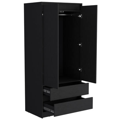 Commode combinée noire à deux tiroirs de 32 po