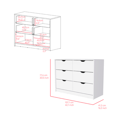 Commode blanche à quatre tiroirs de 42 po