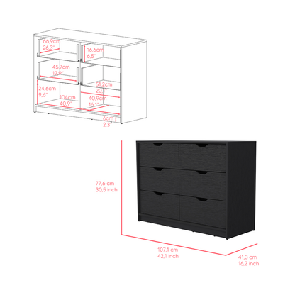 Commode noire à quatre tiroirs de 42 po