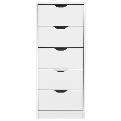 18" White Five Drawer Standard Chest