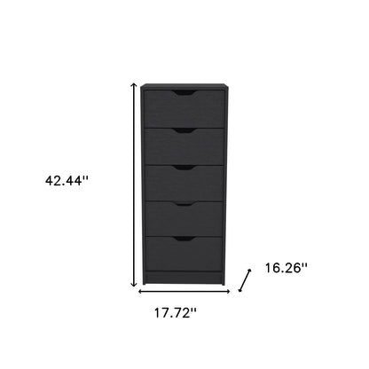 Commode standard noire à cinq tiroirs de 18 po