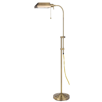 57" Brass Adjustable Traditional Shaped Floor Lamp With Bronze Square Shade