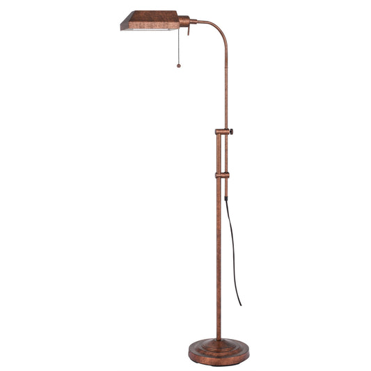 57" Rusted Adjustable Traditional Shaped Floor Lamp With Rust Square Shade