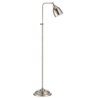 62" Nickel Adjustable Traditional Shaped Floor Lamp With Nickel Dome Shade