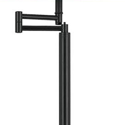 60" Bronze Swing Arm Floor Lamp With White Square Shade