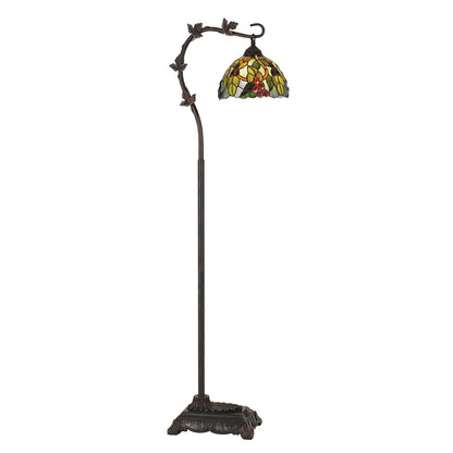 61" Bronze Traditional Shaped Floor Lamp With Green Yellow Dome Shade