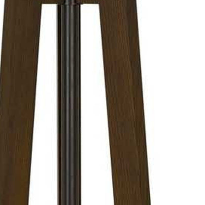 65" Brown Tripod Floor Lamp With White Rectangular Shade