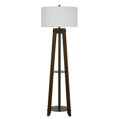 65" Brown Tripod Floor Lamp With White Rectangular Shade