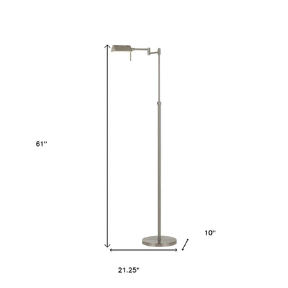 61" Nickel Adjustable Swing Arm Floor Lamp