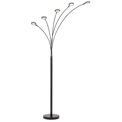 72" Bronze Five Light Led Arc Floor Lamp