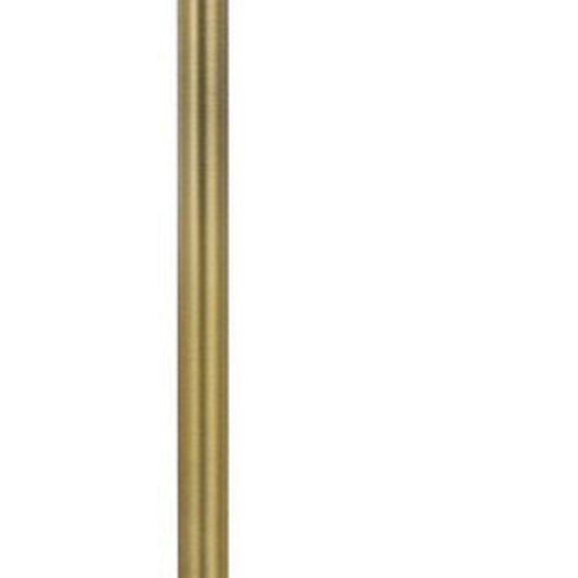 62" Brass Tray Table Floor Lamp With White Square Shade