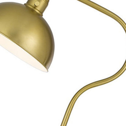 60" Brass Traditional Shaped Floor Lamp With Antiqued Brass Dome Shade