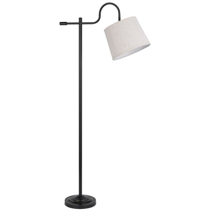 Lampadaire réglable de forme traditionnelle en bronze de 63 po avec abat-jour carré gris