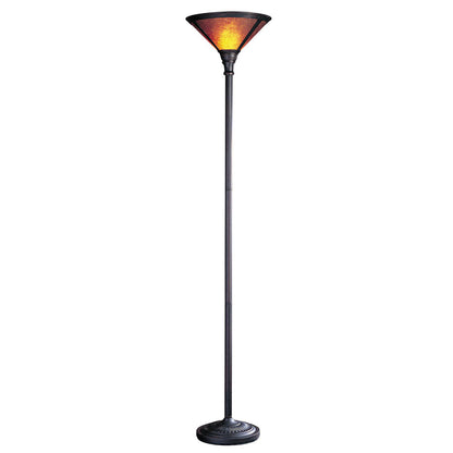 71" Rusted Torchiere Floor Lamp With Brown Dome Shade