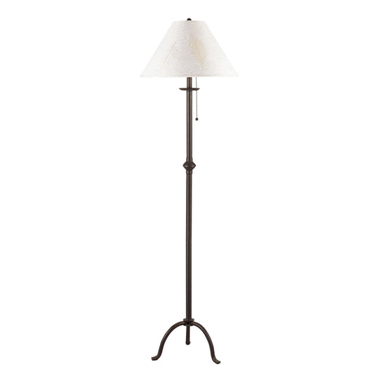 57" Black Traditional Shaped Floor Lamp With White Empire Shade