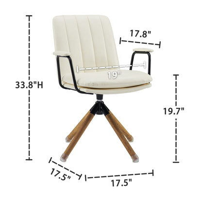 Fauteuil pivotant en similicuir blanc cassé et marron de 23 po