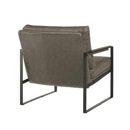 Fauteuil en similicuir gris foncé et accoudoirs noirs de 27 po