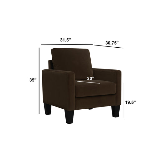 Fauteuil rembourré marron et noir de 32 po