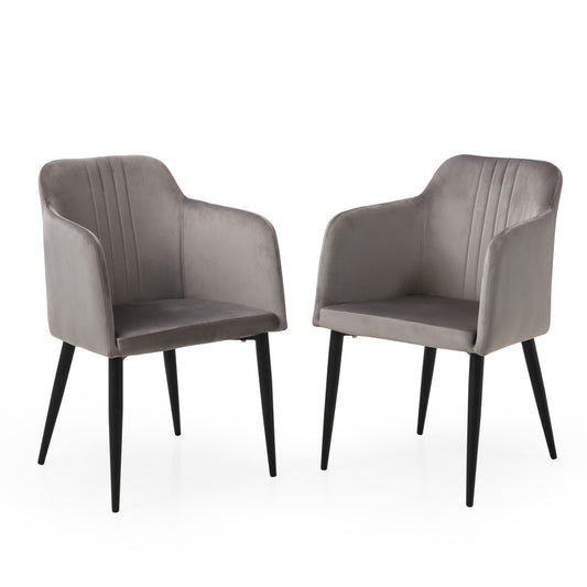 Ensemble de deux fauteuils en velours gris et noir de 23 po