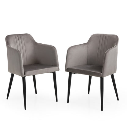 Ensemble de deux fauteuils en velours gris et noir de 23 po