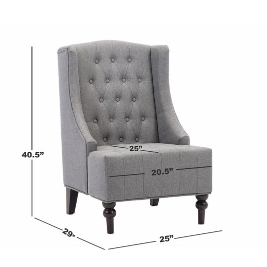 Fauteuil d'appoint rembourré gris et noir de 25 po