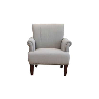 Fauteuil rembourré gris clair et marron de 30 po