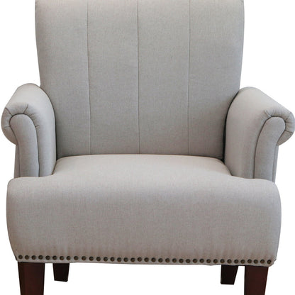 Fauteuil rembourré gris clair et marron de 30 po