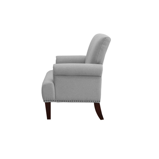 Fauteuil rembourré gris clair et marron de 30 po