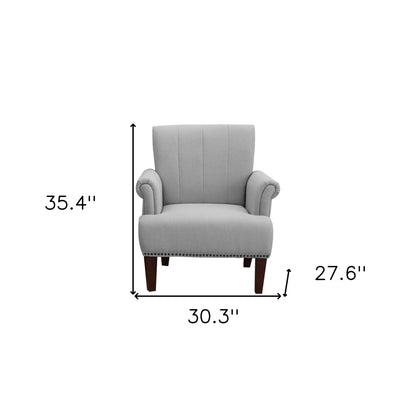 Fauteuil rembourré gris clair et marron de 30 po