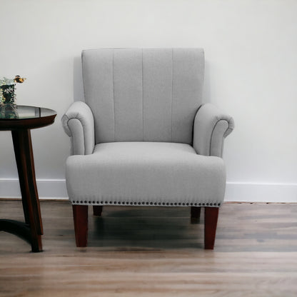 Fauteuil rembourré gris clair et marron de 30 po