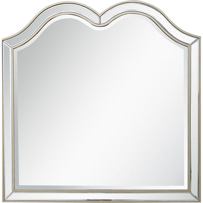 Miroir décoratif fantaisie en bois de couleur champagne de 35 po